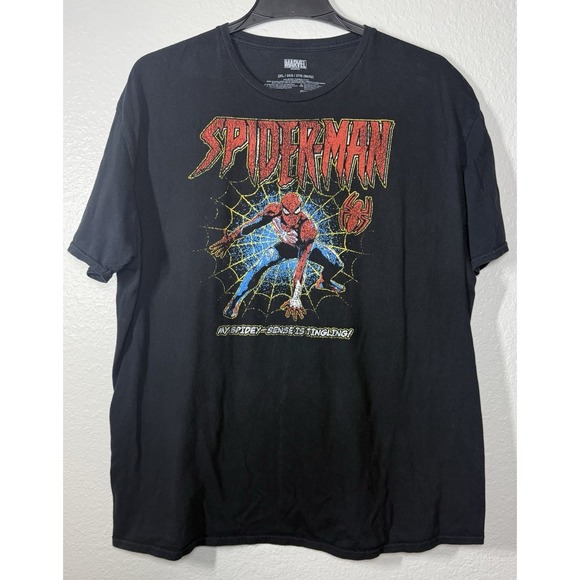Marvel Other - Marvel Spider-Man Black Graphic Print T-Shirt 2XL Crew Neck Jersey Cotton